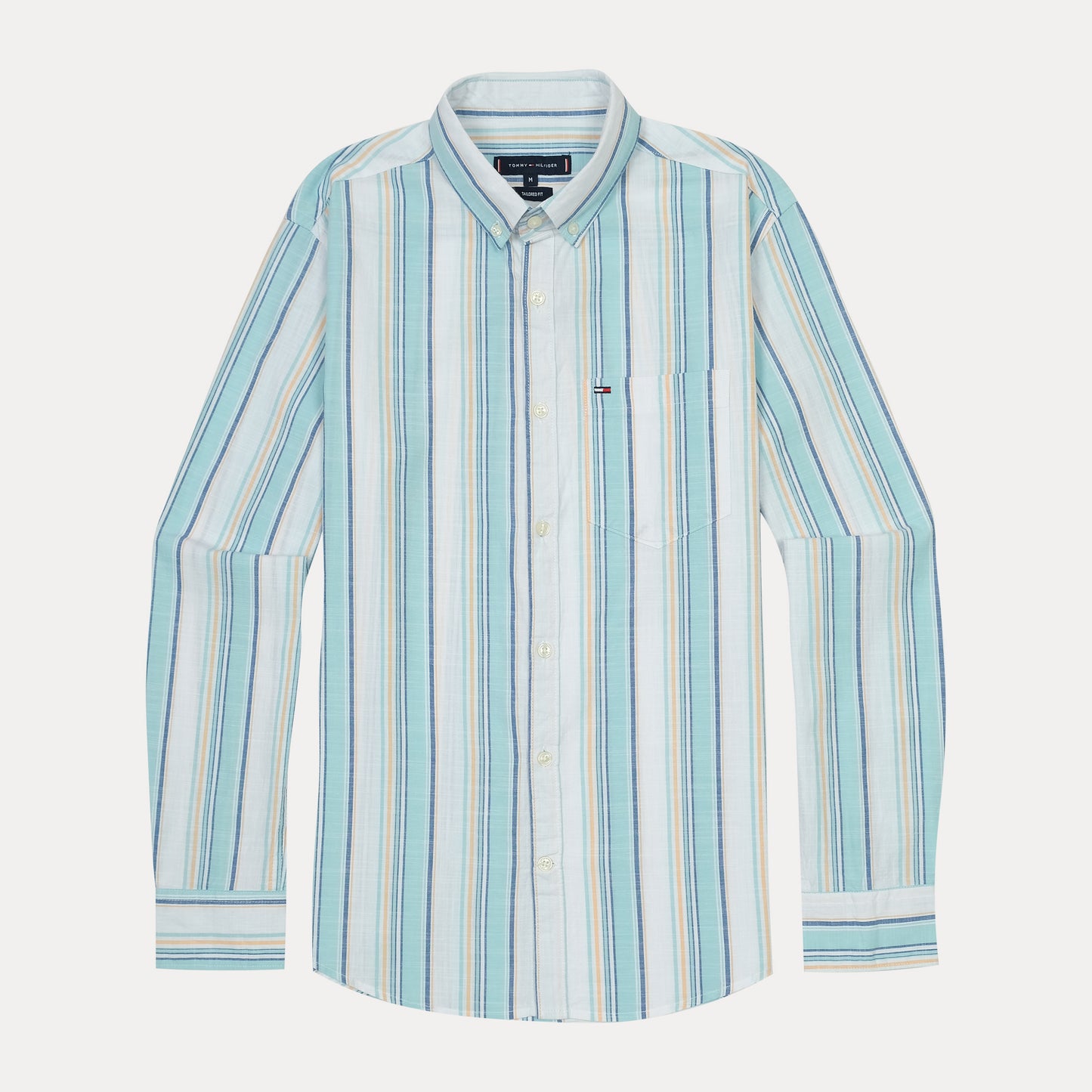 TOMMY HILFIGER Serene Aqua Tailored Fit Long Sleeve Button-Up Shirt