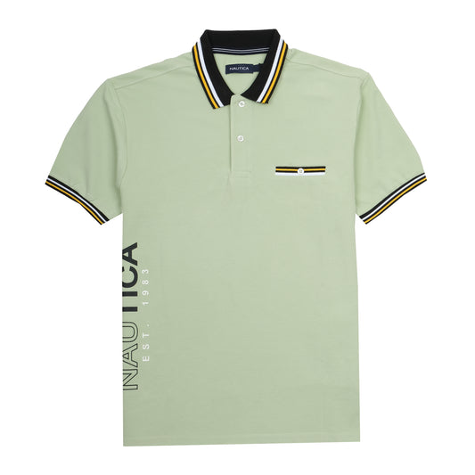 NAUTICA Light Green Classic Fit Stripe Polo Shirt