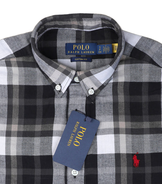 POLO RALPH LAUREN Shadow Slate Custom Fit Plaid Button-Up Shirt