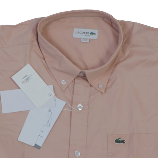 LACOSTE Blush Dawn Effortless Fit Short Sleeve Button-Up Shirt