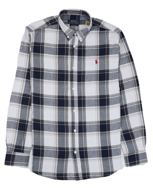 POLO RALPH LAUREN Tranquil Teal Tailored Fit Long Sleeve Gingham Button-Down Shirt