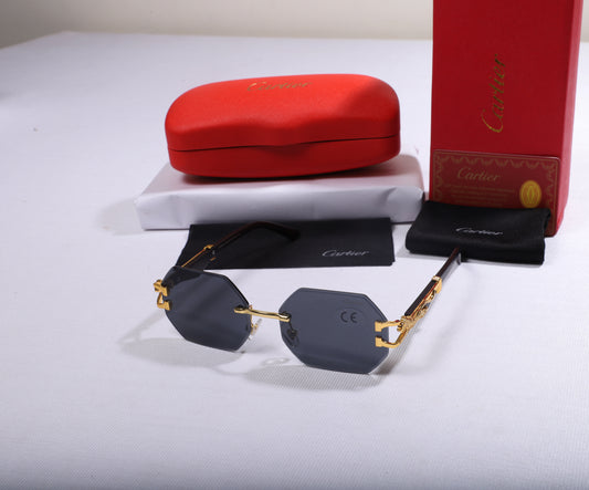 Cartier Hexagonal Frame Sunglasses with Gold Accents