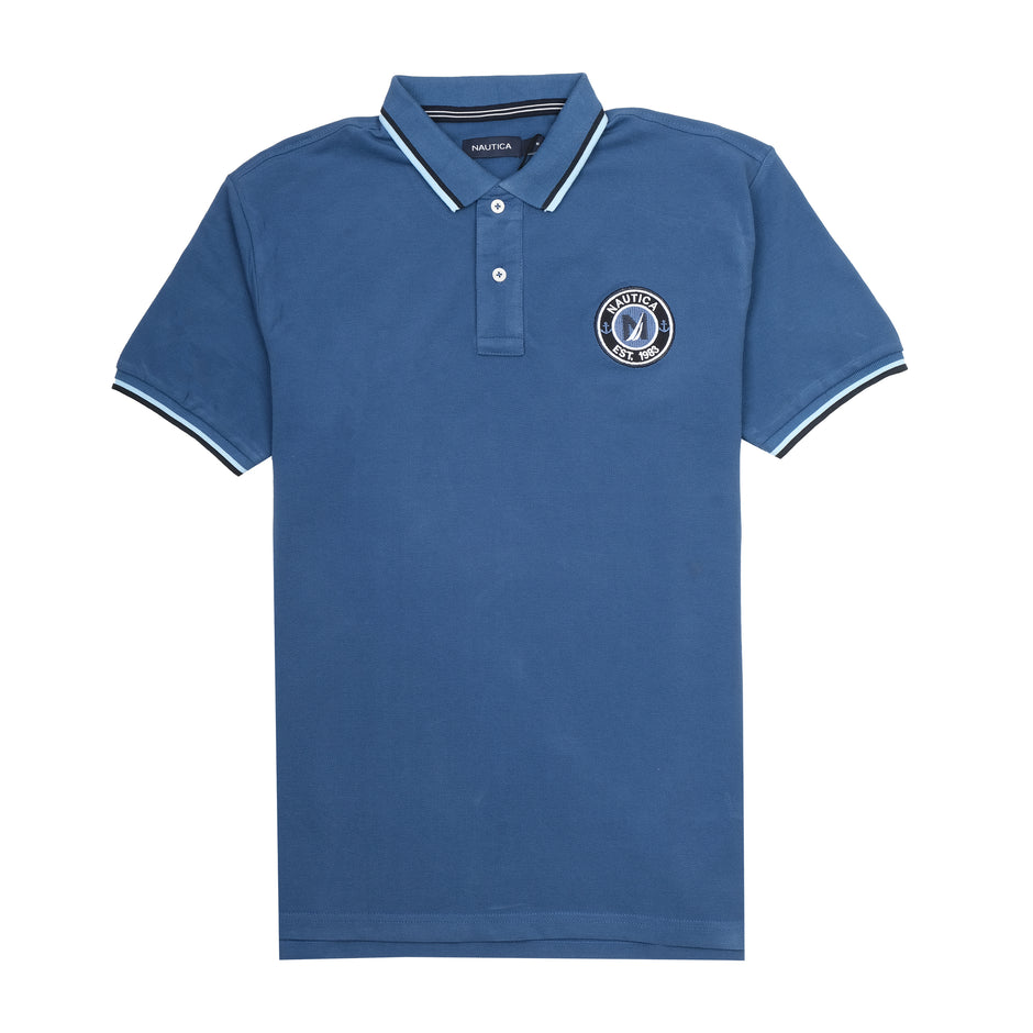 NAUTICA Deep Sea Blue Classic Fit Piqu Polo Shirt NAUTICA Deep Sea Blue Classic Fit Piqu Polo Shirt