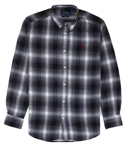 POLO RALPH LAUREN Dusk Slate Custom Fit Long Sleeve Flannel Shirt