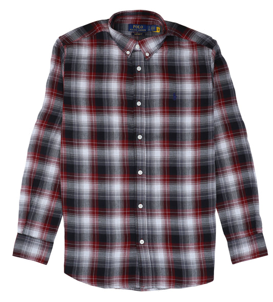 POLO RALPH LAUREN Radiant Crimson Custom Fit Plaid Button-Down Shirt