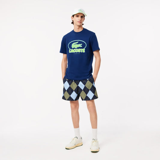 LACOSTE Navy Blue Graphic Crocodile Logo T-Shirt