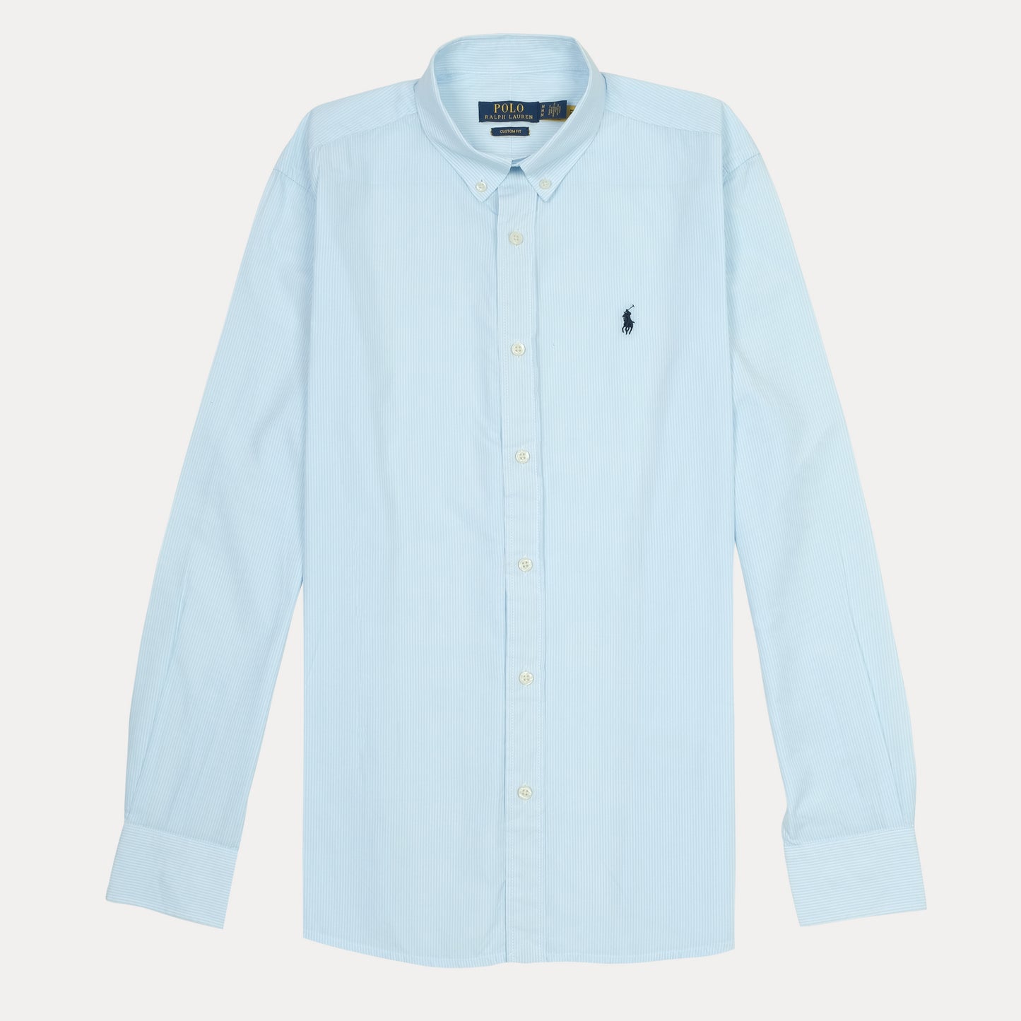 POLO RALPH LAUREN Tranquil Teal Custom Fit Long Sleeve Striped Dress Shirt