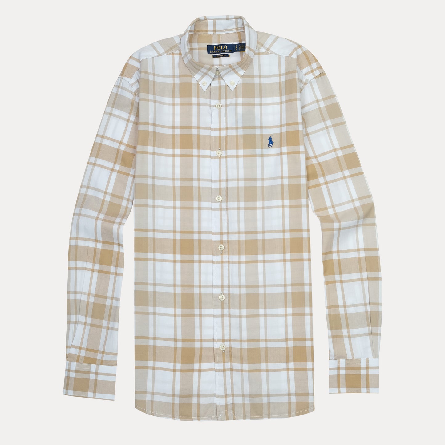 POLO RALPH LAUREN Sandstone Cream Tailored Fit Long Sleeve Plaid Shirt