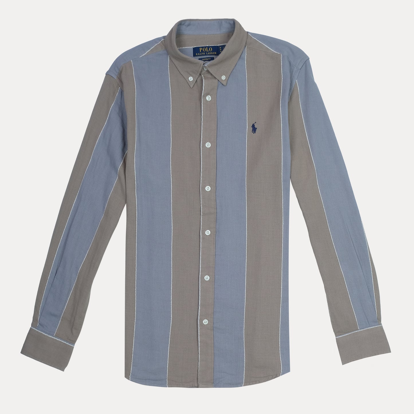POLO RALPH LAUREN Tranquil Ash Tailored Fit Long Sleeve Striped Shirt