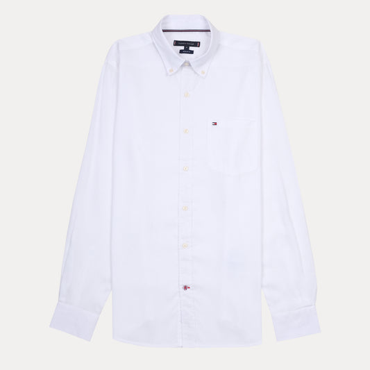 TOMMY HILFIGER Ethereal Ivory Tailored Fit Long Sleeve Button-Down Shirt