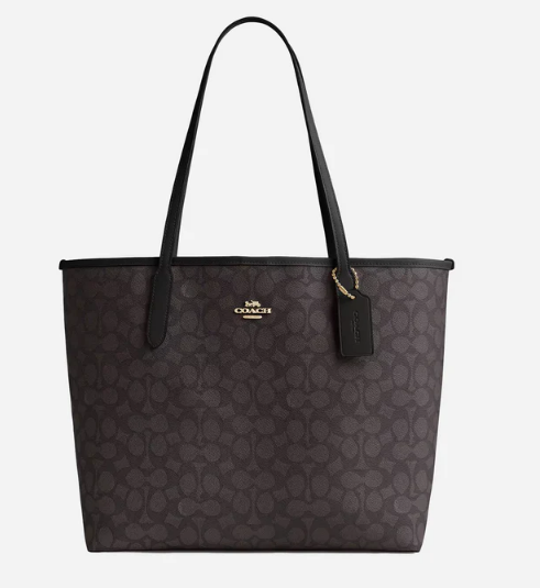 COACH Mystic Charcoal Premium Signature Canvas Tote Bag