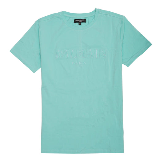BALMAIN Mint Green Embroidered Logo Classic T-Shirt