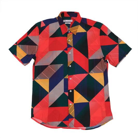 ZARA Geometric Print Short Sleeve Shirt