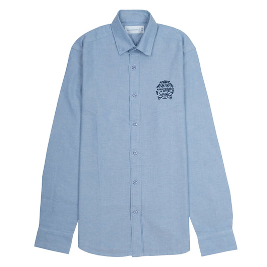 ABERCROMBIE & FITCH Tranquil Aqua Classic Fit Long Sleeve Embroidered Button-Up Shirt