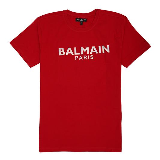 BALMAIN Paris Red Logo Graphic T-Shirt