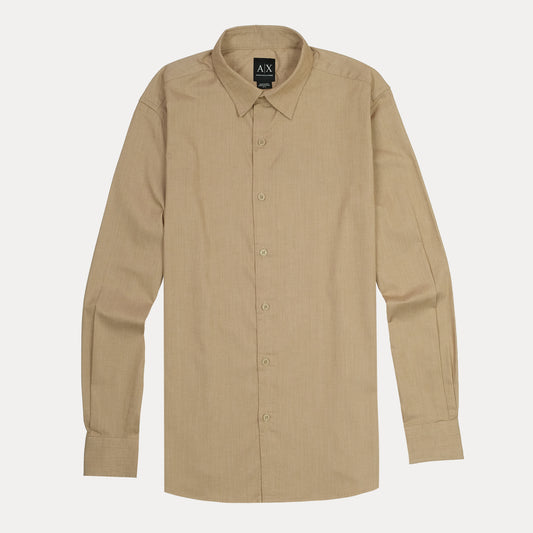 ARMANI EXCHANGE Sunbeam Tan Relaxed Fit Long Sleeve Button-Up Shirt