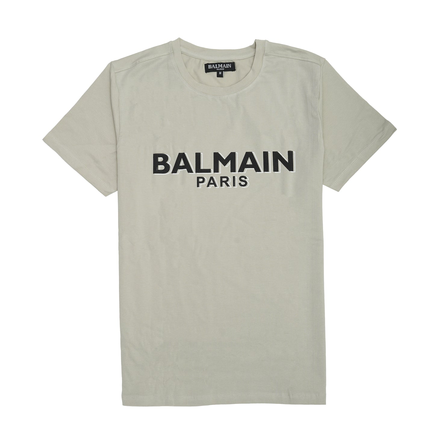 Balmain Paris Light Grey Logo Cotton T-Shirt