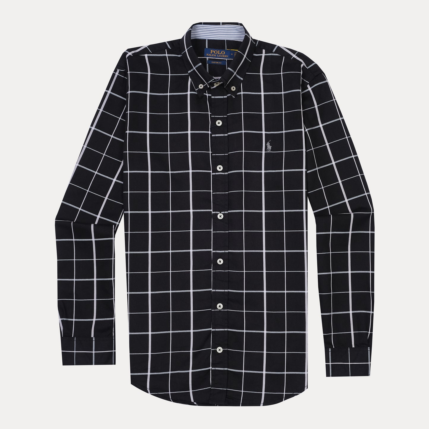 POLO RALPH LAUREN Mystic Ash Custom Fit Long Sleeve Checkered Shirt