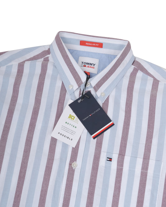 TOMMY HILFIGER Lavender White Vertical Bengal Stripe Long Sleeve Shirt