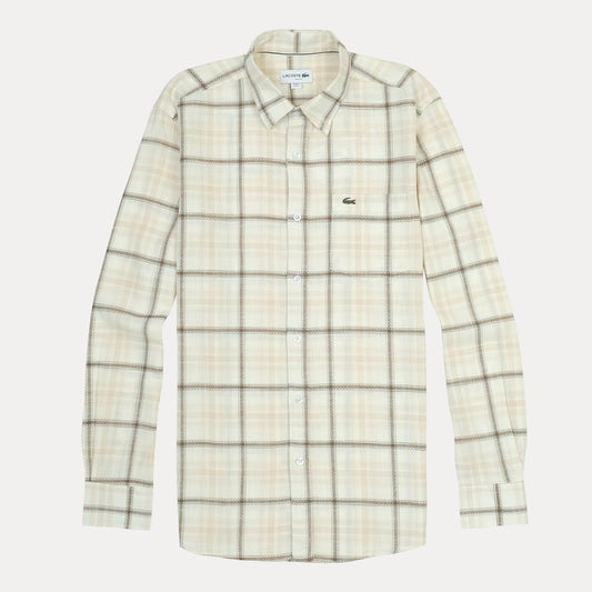 LACOSTE Whispering Sand Tailored Fit Long Sleeve Flannel Shirt