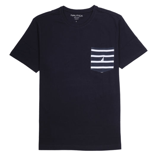 NAUTICA Navy Slim Fit Striped Pocket T-Shirt