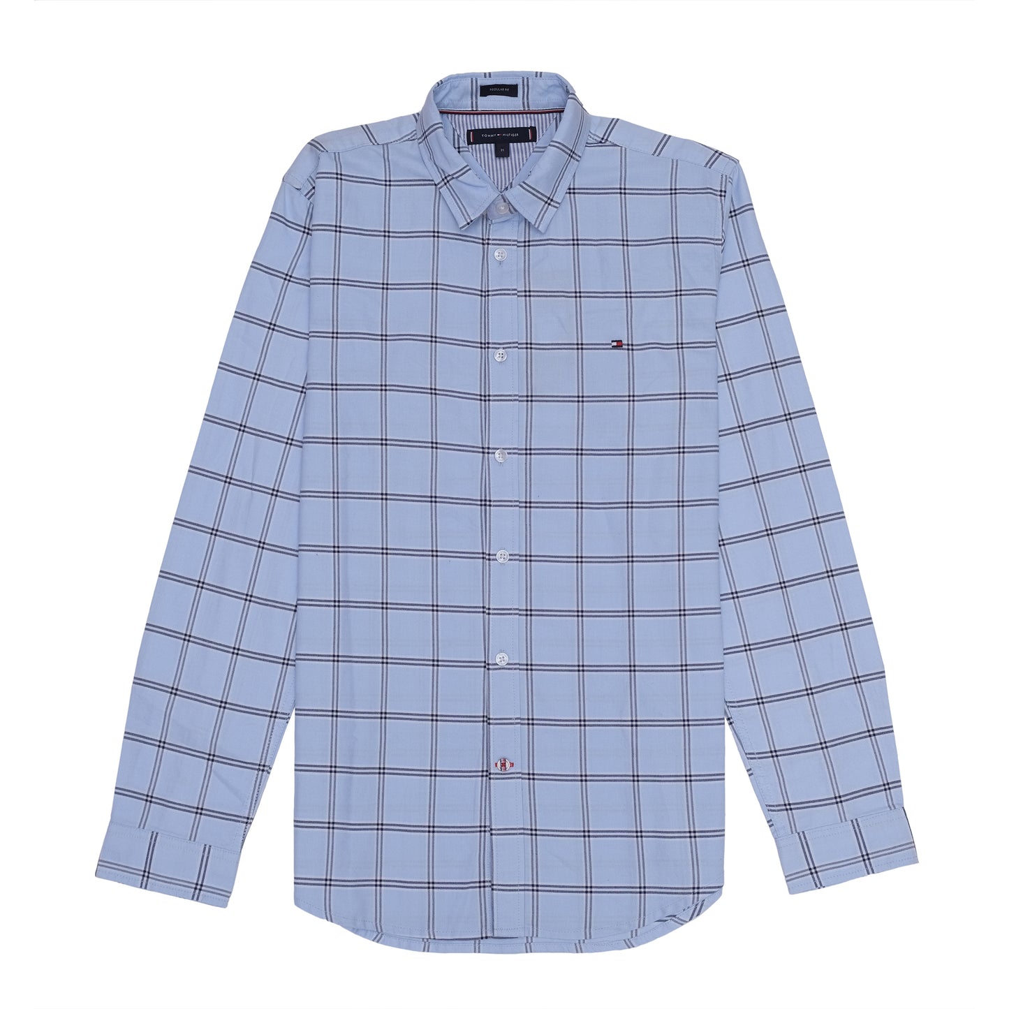 TOMMY HILFIGER Sky Blue Check Pattern Long Sleeve Shirt