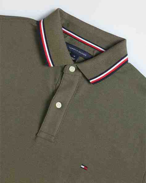 TOMMY HILFIGER Olive Green Classic Fit Pique Polo Shirt