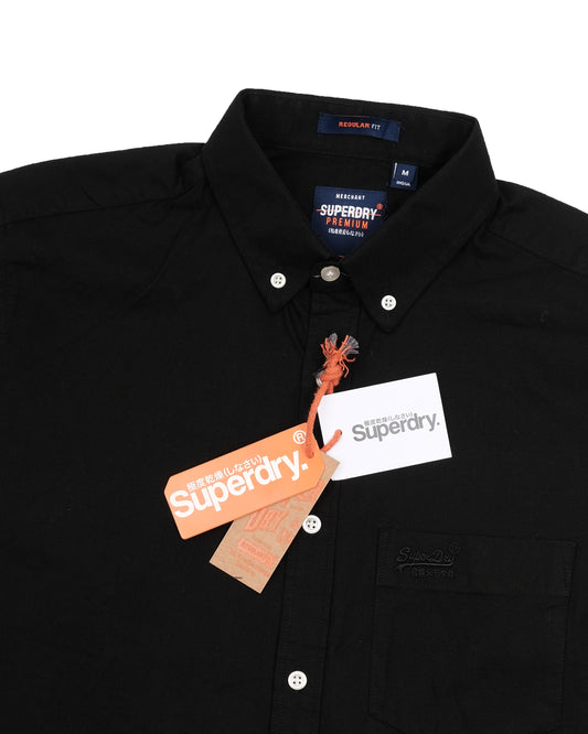 SUPERDRY Black Classic Oxford Button Down Long Sleeve Shirt