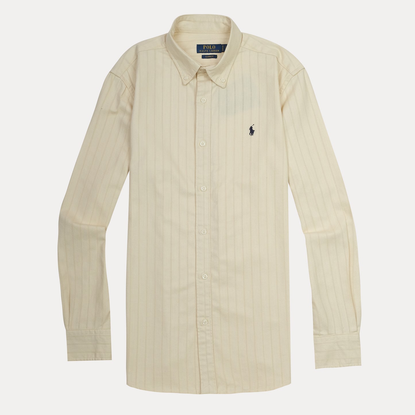 POLO RALPH LAUREN Silken Biscotti Tailored Fit Long Sleeve Striped Shirt