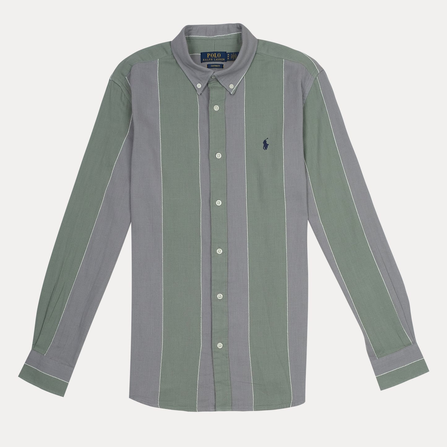 POLO RALPH LAUREN Mystic Fern Custom Fit Long Sleeve Striped Button-Up Shirt