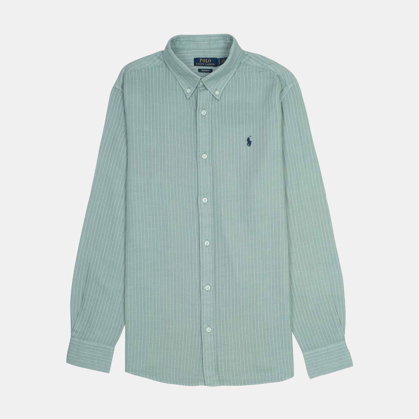 POLO RALPH LAUREN Tranquil Teal Custom Fit Long Sleeve Striped Button-Down Shirt
