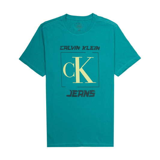 CALVIN KLEIN Teal Graphic CK Jeans Logo T-Shirt