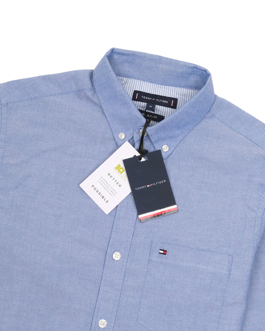 TOMMY HILFIGER Sky Blue Oxford Slim Fit Button-Down Shirt
