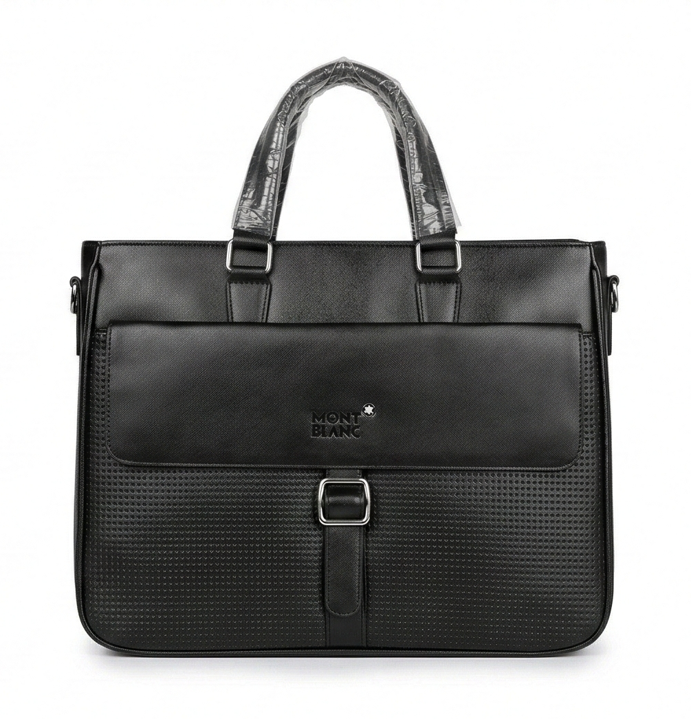 MONT BLANC Midnight Onyx Luxe Leather Briefcase