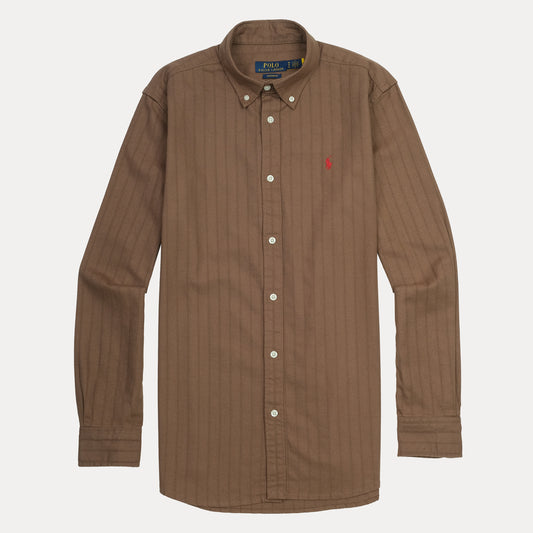 POLO RALPH LAUREN Rustic Chestnut Tailored Fit Long Sleeve Striped Shirt