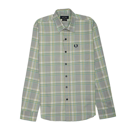 FRED PERRY Prismatic Sage Tailored Fit Long Sleeve Check Shirt