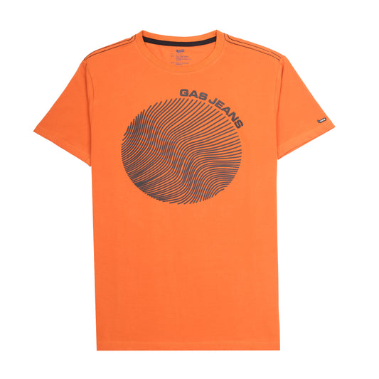 GAS JEANS Orange Graphic Swirl Print Casual T-Shirt