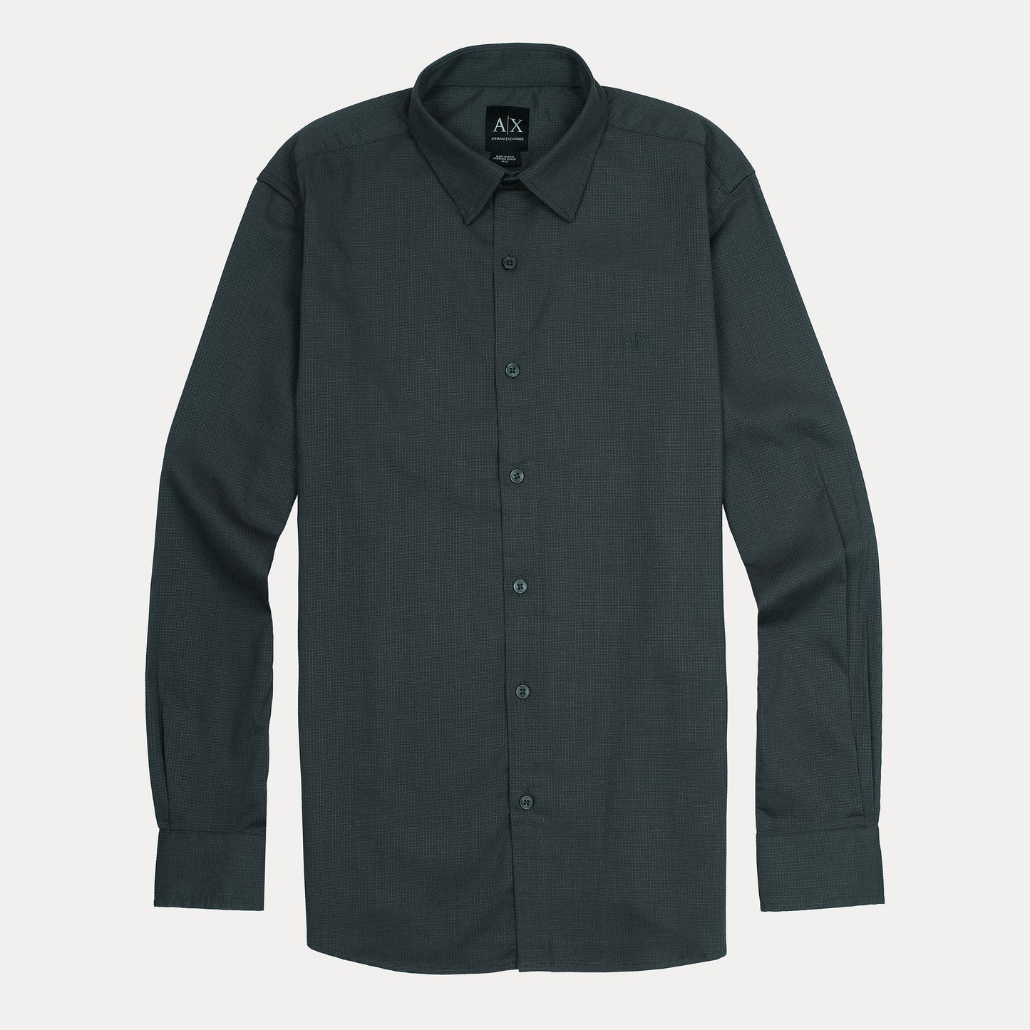 ARMANI EXCHANGE Mystic Teal Tailored Fit Long Sleeve Textured Shirt