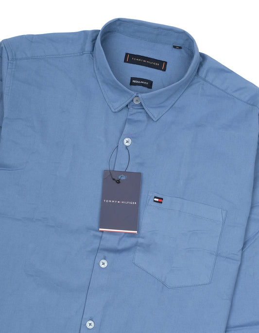 TOMMY HILFIGER Blue Essential Slim Fit Long Sleeve Shirt
