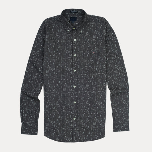 GANT Obsidian Mist Tailored Fit Long Sleeve Printed Shirt