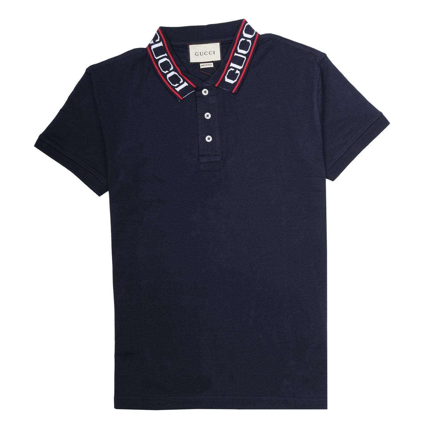 GUCCI Navy Blue Logo Collar Classic Polo Shirt