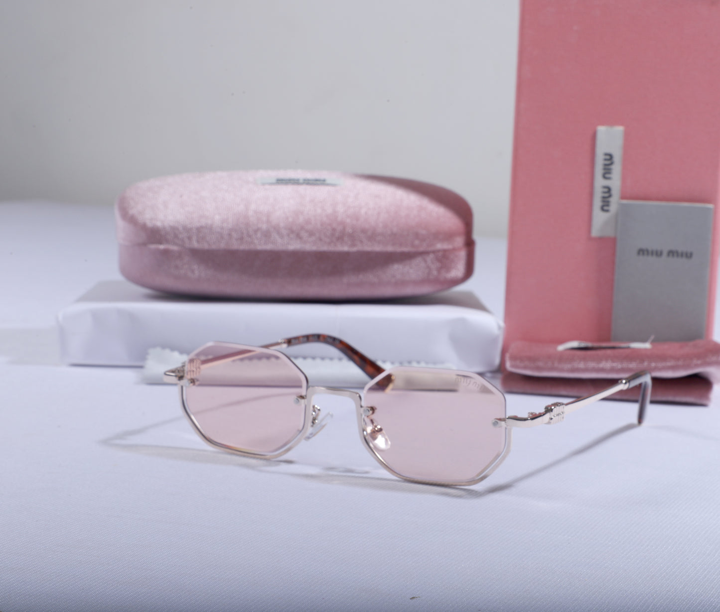 MIU MIU Ethereal Rose Luxe Fit Futuristic Hexagonal Sunglasses