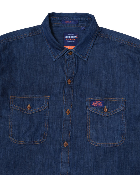 SUPERDRY Indigo Blue Vintage Western Denim Long Sleeve Shirt