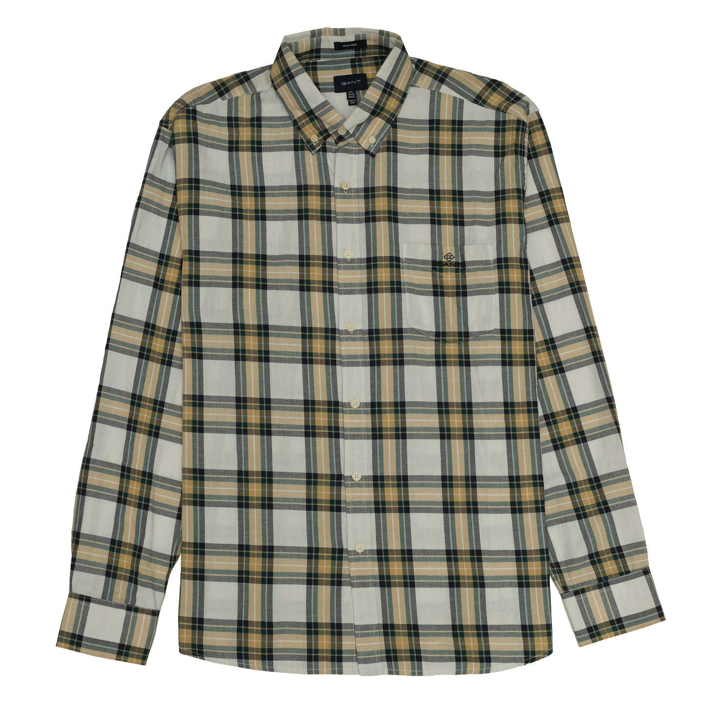 GANT Classic Fit Yellow Green Plaid Button-Up Shirt