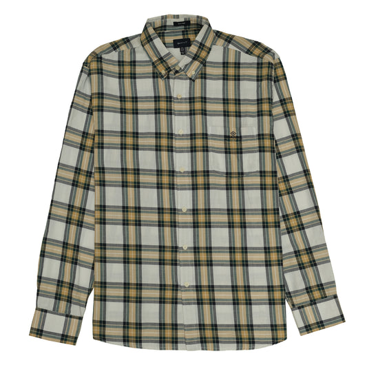 GANT Classic Fit Yellow Green Plaid Button-Up Shirt