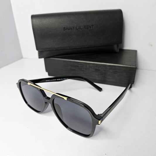 SAINT LAURENT Midnight Onyx Bold Frame Sunglasses with Opulent Details