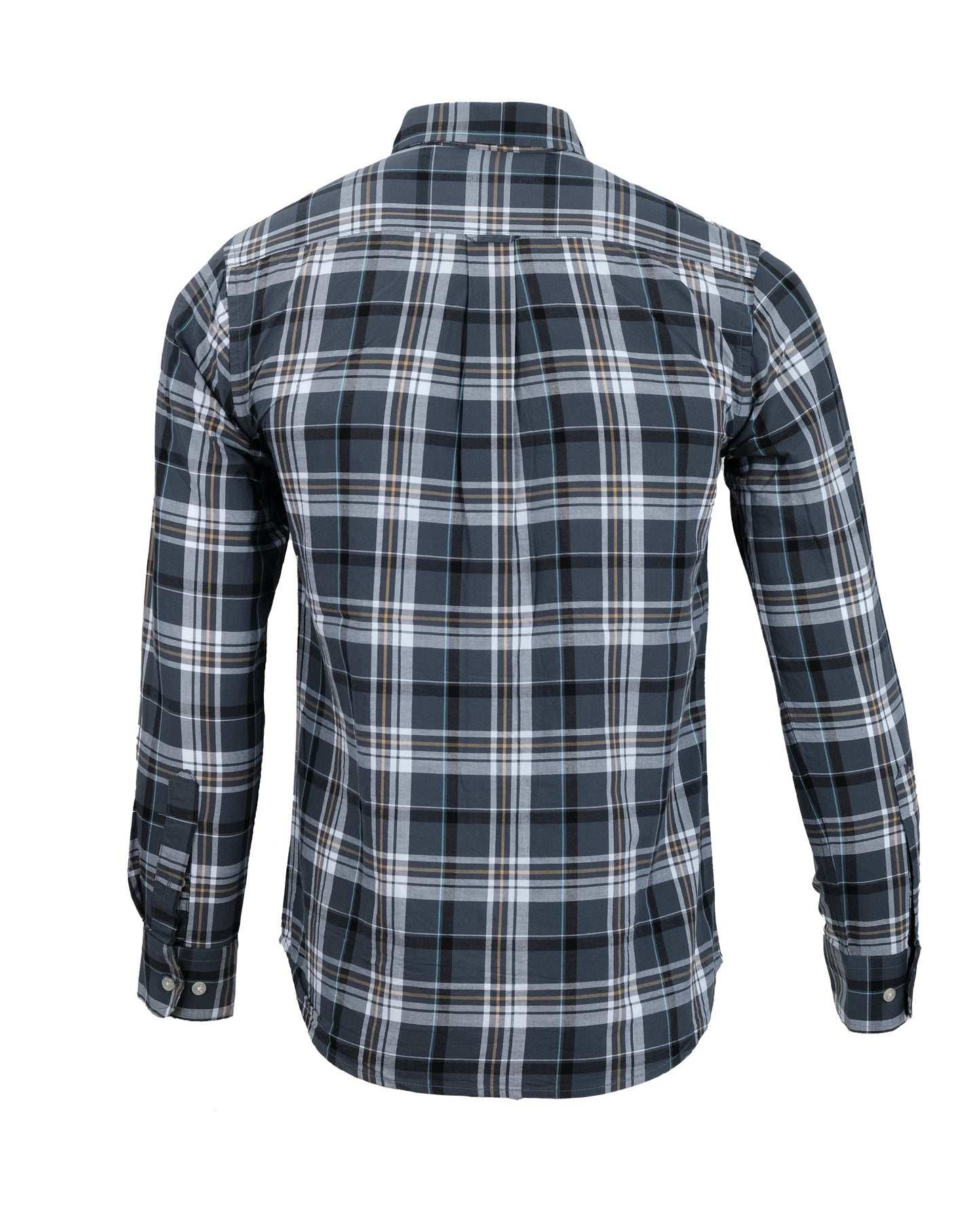 SUPERDRY Navy Grey Tartan Worker Long Sleeve Check Shirt