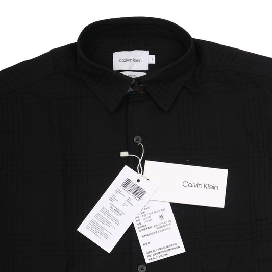 CALVIN KLEIN Black Textured Long Sleeve Button-Up Shirt