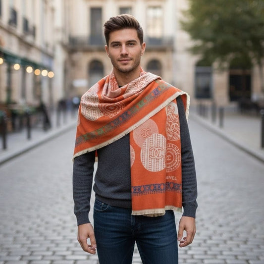 Chanel Iconic Monogram Silk Scarf in Rust