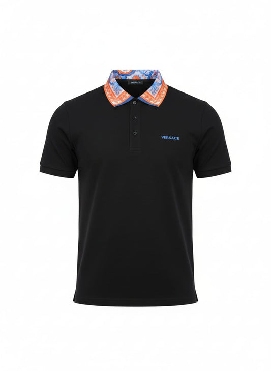 VERSACE Celestial Onyx Tailored Fit Short Sleeve Piqué Polo Shirt